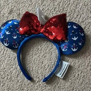 Disney Cruise Line Blue Anchor Ears with Red Bow